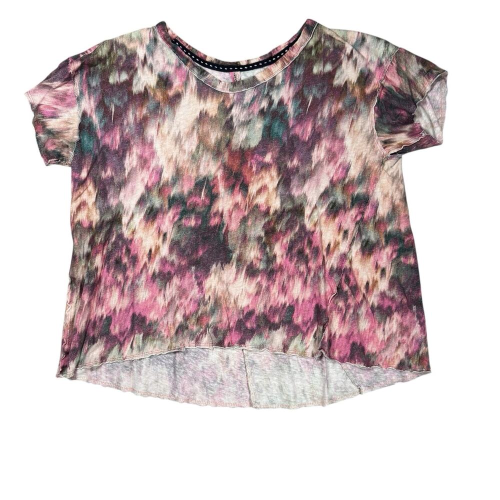 Pilcro Short Sleeve Shirt Womens S Colorful Hi-Lo Basic Anthropologie Boxy Linen